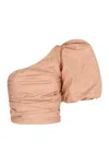 Pinko Asymmetrical One-shoulder Taffeta Top In Cameo Pink In Pink
