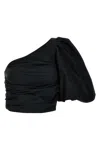 Pinko Draped One-shoulder Top Ruched Detailing In Black