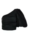 Pinko 'magnanina' Black One Shoulder Top With Ruffle Details In Techn Fabric Woman In Black