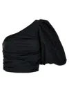 Pinko Black Polyester Off Shoulder Crop Top In Black