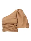 Pinko Asymmetrical One-shoulder Taffeta Top In Nude & Neutrals