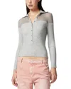 Pinko Makalu Ribbed Polo Top In Quarry Grey