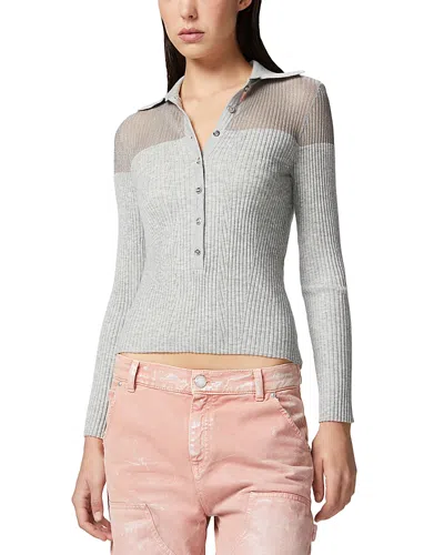 Pinko Makalu Ribbed Polo Top In Quarry Grey