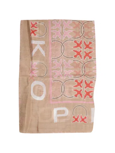 Pinko Mambo Printed Scarf In Brown