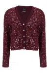 Pinko Long-sleeved Cardigan In Burgundy