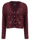 Pinko Mamma Mia Cardigan In Burgundy