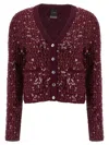 Pinko Long-sleeved Cardigan In Red