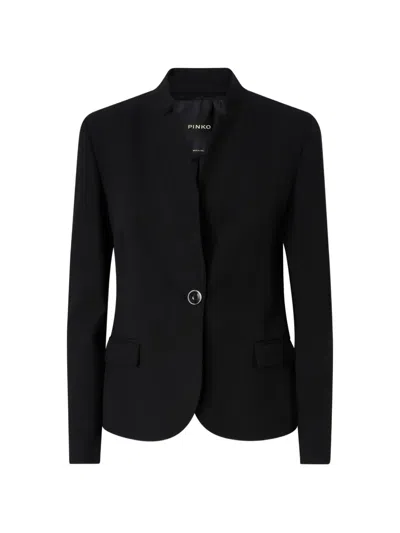 Pinko Mandarin-collar Single-breasted Blazer In Black