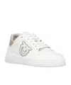 Pinko Logo-embroidered Leather Sneakers In White