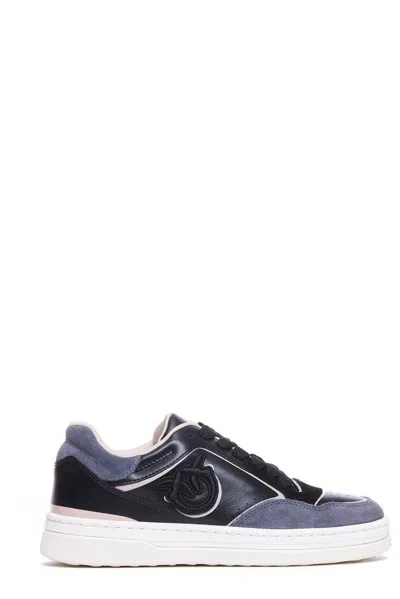 Pinko Low Top Sneakers With Leather And Suede Upper In Blue