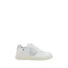 Pinko White Leather Sneakers With Metallic Accents In White
