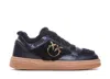 Pinko Black Lace Up Sneakers In Black