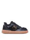 Pinko Black Lace Up Sneakers In Black