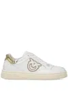 Pinko Logo-embroidered Leather Sneakers In White