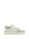 Pinko Low Top Sneakers With Contrast Panels And Perforated Design In White/lime