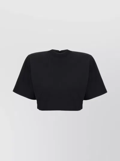 PINKO 'MANNY' SHORT SLEEVE CREW NECK CROPPED TOP