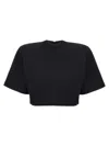 Pinko Short-sleeved Crop Top With Padded Shoulders In Black