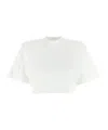 Pinko Short-sleeved Crop Top With Padded Shoulders In White