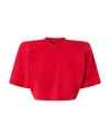 Pinko Short-sleeved Crop Top With Padded Shoulders