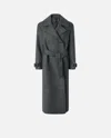 Pinko Trench Coat With Belt In Grey - Pewter