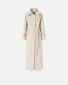 Pinko Long Cloth Coat With Belt In Gray