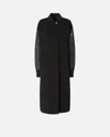 Pinko Long Coat In Wool-blend Cloth And Technical Satin In Black