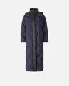 Pinko Long Quilted Coat In Blue