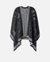 Pinko Wool Blend Cape With Love Birds Motif In Black