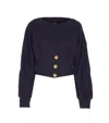 Pinko Cropped Knitwear With Corset And Gold Buttons In Blue