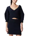 Shop Pinko Manx Wool Cashmere Ribbed Sweater In Dark Navy Blue