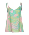 Pinko Marble-print Cowl-back Top In Green