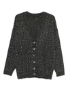 Pinko Dark Grey Knitted Cardigan With V-neckline In Gray