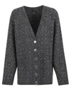 Pinko Dark Grey Knitted Cardigan With V-neckline In Gray