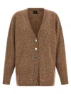 Pinko Rhinestone-embellished Cardigan In Brown