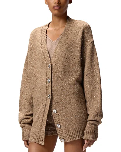 Pinko Marche Cardigan Sweater In Brown