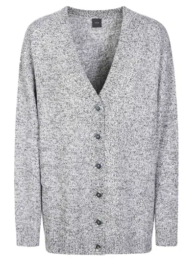 Pinko Marche Muline Knit Cardigan In Bianco