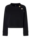 Pinko Cotton Sweatshirt With Buttons In Black