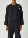 Pinko Crewneck Sweatshirt With Buttons In Blue