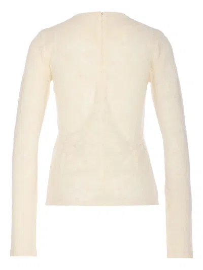Pinko Marinara Zip Crew-neck Top In Neutral
