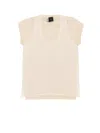 Pinko Mark Cotton Blend T-shirt With Combined Top In Bianco E Beige