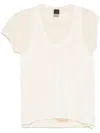 Pinko Lightweight T-shirt With Scoop Neckline And Longer Hem In Neutrals