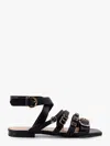 Pinko Ankle Strap Sandals With Branded Leather Insole In Black