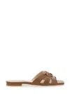 Pinko 'marli 09' Brown Sandals With Love Birds Diamond Cut Plaque And Cut-out Details In Leather Woman