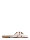 Pinko Leather Sandals With Durable Outsole In White