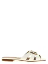 Pinko Milk Calf Leather Slippers With Striped Structure And Golden Details