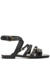 Pinko Ankle Strap Sandals With Branded Leather Insole In Black