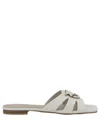 Pinko Milk Calf Leather Slippers With Striped Structure And Golden Details In White