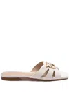 Pinko Leather Sandals With Durable Outsole In Neutrals