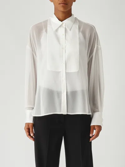 Pinko Marquilla Camicia Georgette Satin Shirt In Neutral