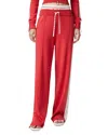 Pinko Wide-leg Pants With Contrasting Side Panels And Drawstring Waist In Red/white